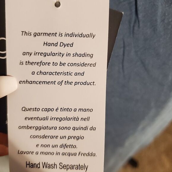 Nwt Mlle Gabrielle blue hand dyed wide leg lounge pants sz lg - Picture 8 of 8